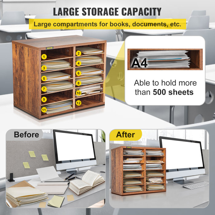 VEVOR Manufactured Wood 12 Compartment Mailroom Table Accessory